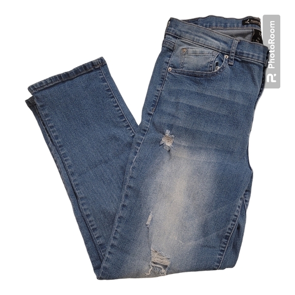 Nanette Lepore Belle high rise slim straight light was distressed denim jeans 12 - Picture 5 of 8